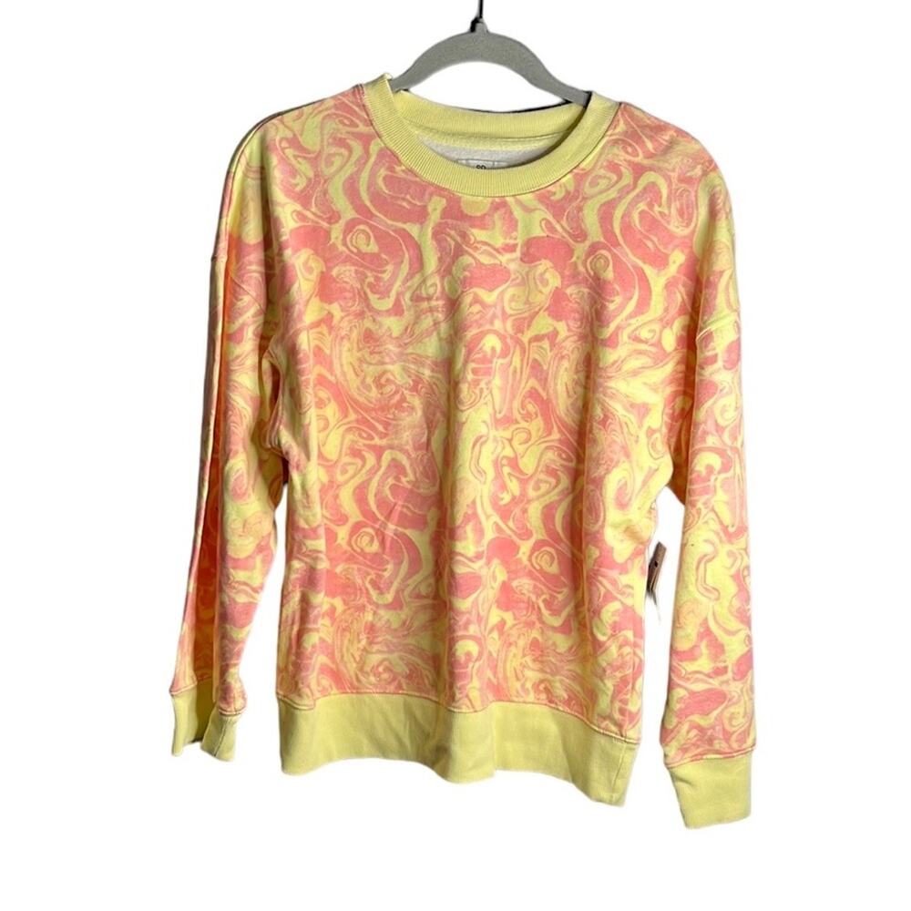 BP Pastel Pink Yellow Printed Crewneck Sweatshirt Small